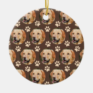 Custom Pet Photo Pattern Dog Brown Ceramic Tree Decoration