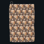 Custom Pet Photo Pattern Dog Brown Golf Towel<br><div class="desc">Customisable with your dog or cat photo image, designed with paw prints. Trendy and modern design. Personalised gift of your dog. The photo template is of a light brown/golden retriever. Great for pet lovers, dog owners, cat lovers, animal or any pet animal with paws.</div>