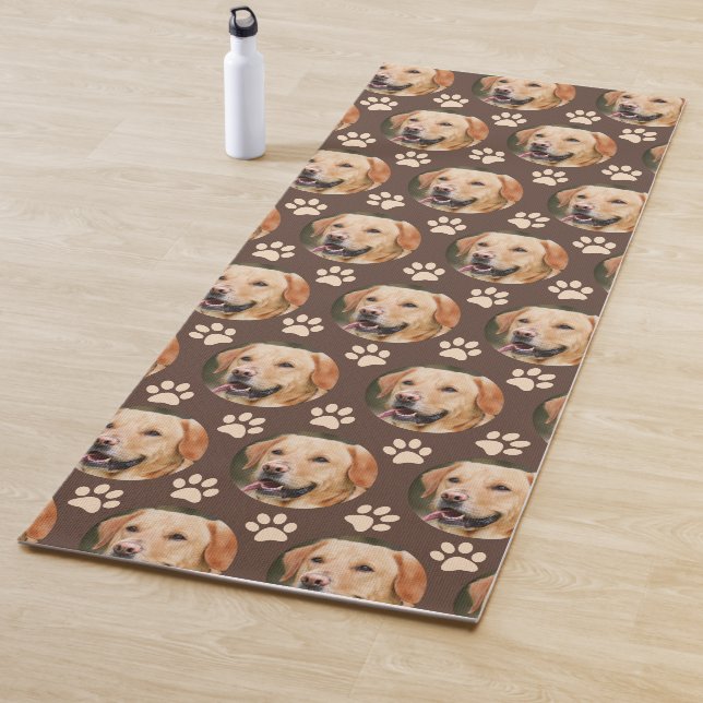 Custom Pet Photo Pattern Dog Brown Yoga Mat (In Situ)