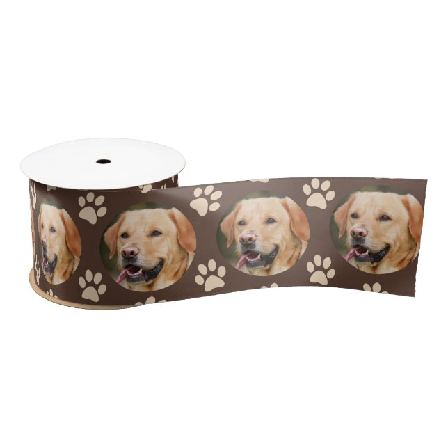Custom Pet Photo Pattern Dog Satin Ribbon (Spool)