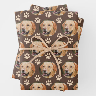 Custom Pet Photo Pattern Dog Wrapping Paper Sheet