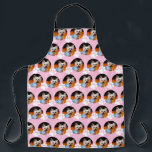 Custom Pet Photo Pattern Light Pink w Paw Print Apron<br><div class="desc">This cute custom light pink apron features a photo of your own dog or cat and a modern paw print in a fun pattern with your own text, and is easy to customise with your pet's photo. Great for the dog mum, cat mum, animal lover or someone who can't get...</div>