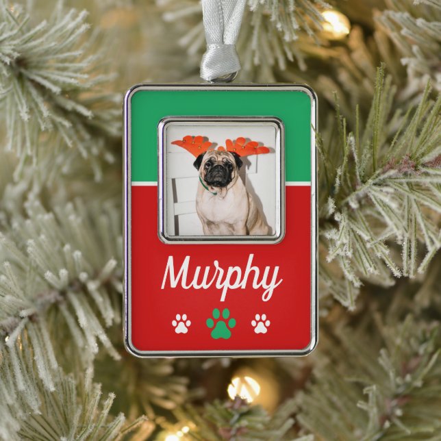 Custom Pet Photo Paw Print Ornament (Tree)