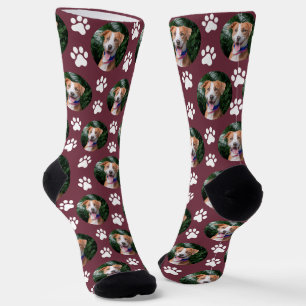 Custom Pet Photo Paw Print Pattern Socks
