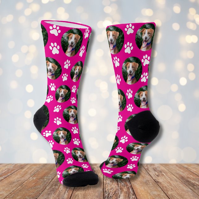 Custom Pet Photo Paw Print Pattern Socks (Creator Uploaded)