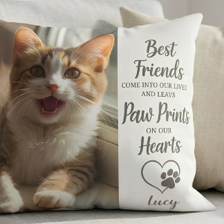 Custom Pet Photo "Paw Prints on Our Hearts Cushion