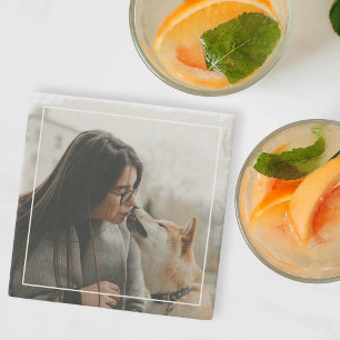 Custom Pet Photo Personalized Dog Picture Stone Coaster
