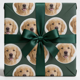 Custom Pet Photo Personalized Forest Green Gift Wrapping Paper
