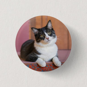 Custom Pet Photo Picture Upload Cute Adorable Cat 3 Cm Round Badge