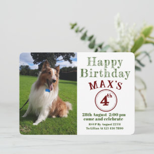Custom Pet Photo  Puppy Dog Birthday  Invitation