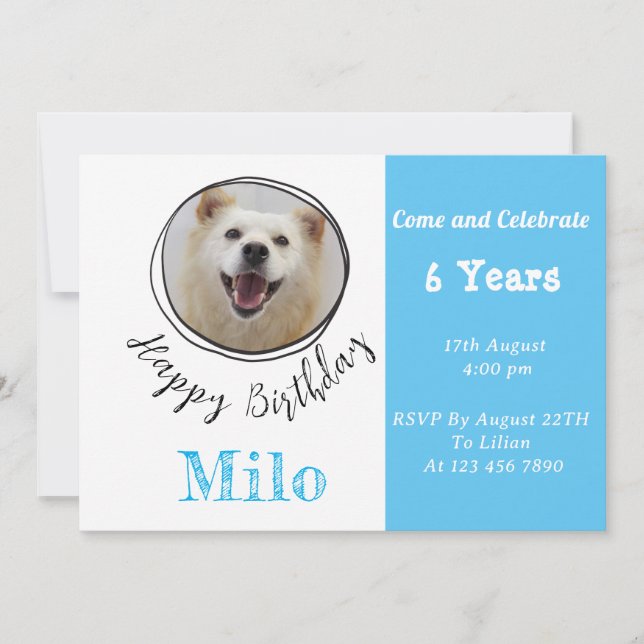 Custom Pet Photo Puppy Dog Birthday Invitation (Front)