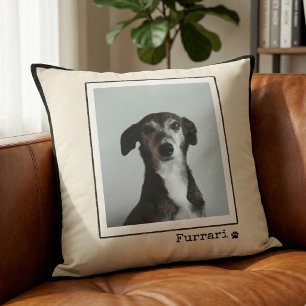 Custom Pet Photo Retro Modern Minimal Typewriter Cushion