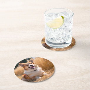 Custom Pet Photo Round Paper Coaster