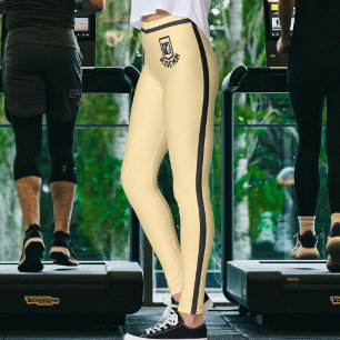 Custom Pet Photo Soft Butter Yellow Black Stripes Leggings