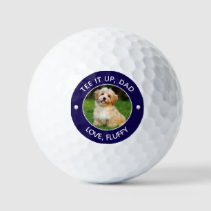 Custom Pet Photo Tee It Up Dad Navy Blue Golf Balls
