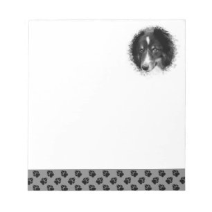 Custom Pet Photo Template & Black Paws On Grey Notepad