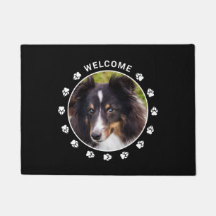 Custom Pet Photo Template With Paws Doormat