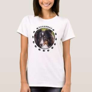 Custom Pet Photo Template With Paws & Text T-Shirt