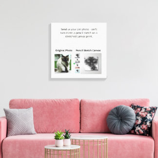 Custom Pet Photo to Pencil Sketch Canvas Print