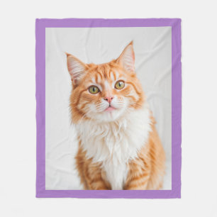 Custom Pet Photo Violet Cat Dog Pictures Fleece Blanket