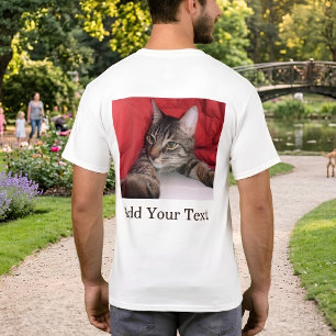 Custom Pet Photo With Funny Text Personalised Cat T-Shirt
