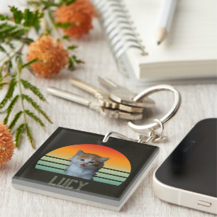 Custom Pet Photo With Name Cat Personalised Gift Key Ring
