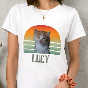 Custom Pet Photo With Name Cat Personalised Gift T-Shirt