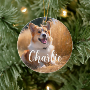 Custom Pet Photo with Name Ceramic Tree Decoration
