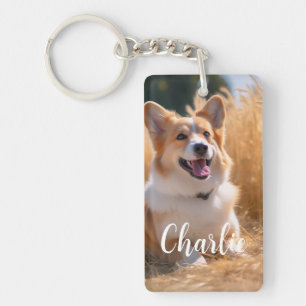 Custom Pet Photo with Name Key Ring