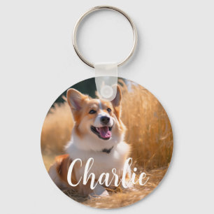 Custom Pet Photo with Name Key Ring