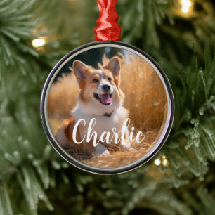 Custom Pet Photo with Name Metal Tree Decoration