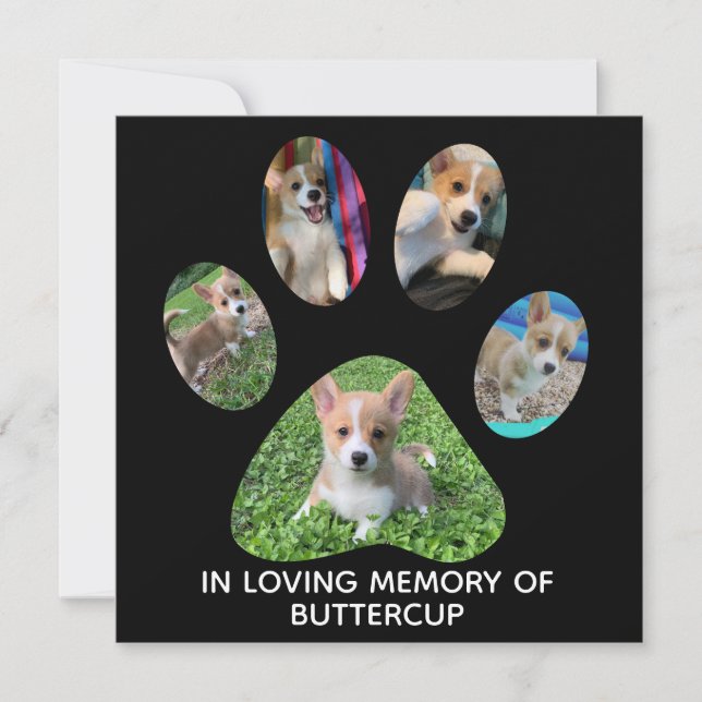 Custom Pet Photograph Paw Print Tribute (Front)