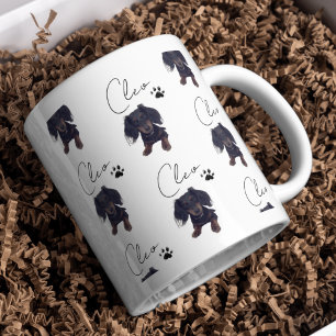 Custom Pet Portrait and Script Name Pet Lover Two-Tone Coffee Mug