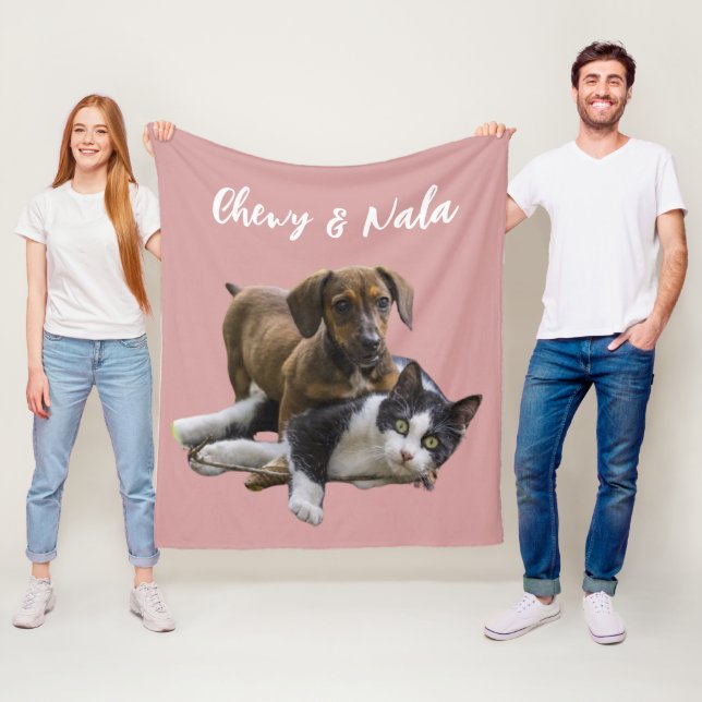 Custom Pet Portrait Blanket - Cosy Fleece Throw (In Situ)
