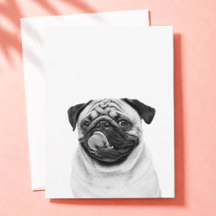 Custom Pet Portrait Dog Cat Photo B & W Thank You Card