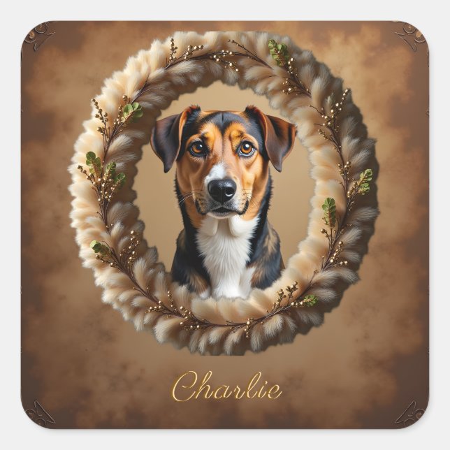 Custom Pet Portrait – Just Upload a Simple Photo Square Sticker (Front)