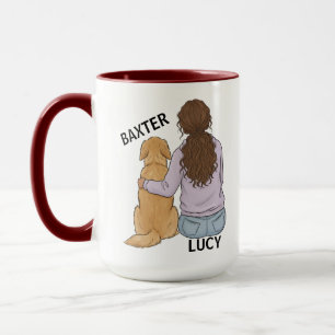 Custom Pet Portrait Mug with Woman – Full Body Dog