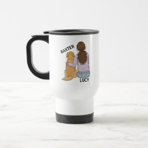 Custom Pet Portrait Mug with Woman – Full Body Dog