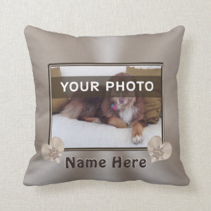 Custom Pet Portrait Pillow, Your PHOTO and NAME Cushion