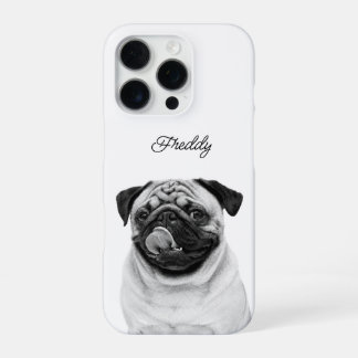 Custom Pet Portrait | Upload Photo + Text B & W iPhone 16 Pro Case