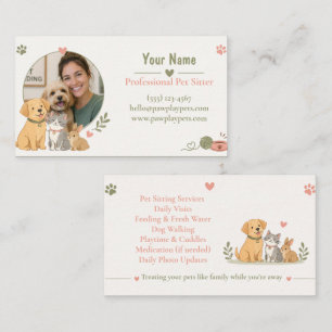 Custom Pet Sitter Business Card with Photo