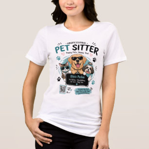 Custom Pet Sitter T Shirt with Name and QR Code