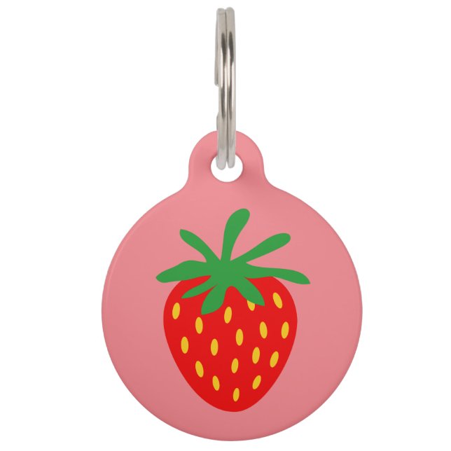 Custom pet tag with cute red strawberry logo (Front)