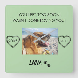 Custom Pet Tribute with Dates and Paw Prints Square Wall Clock