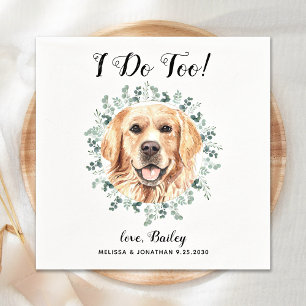 Custom Pet Wedding I Do Too Golden Retriever Dog Napkin