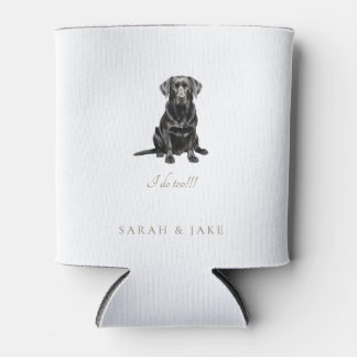 Custom Pet Wedding Napkins Black Lab Can Cooler
