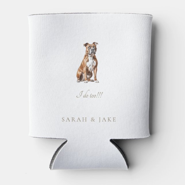 Custom Pet Wedding Napkins Boxer Can Cooler (Front)