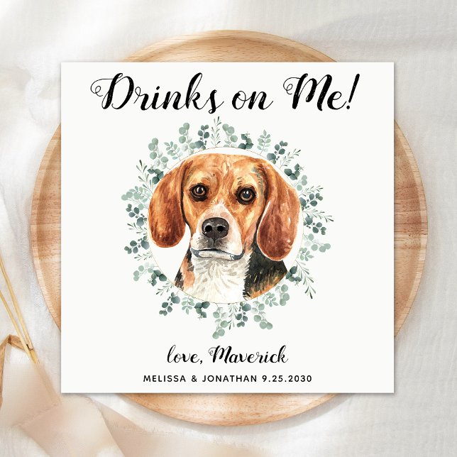 Custom Pet Wedding Open Bar Beagle Dog  Napkin (Creator Uploaded)