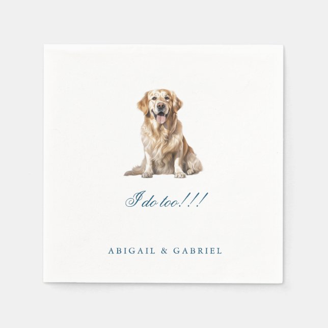 Custom Pet Wedding Teal Text Napkins (Front)