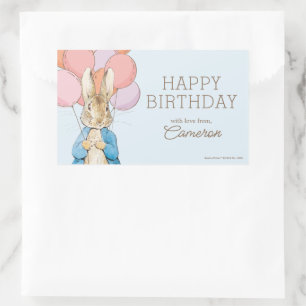 Custom Peter Rabbit Blue Birthday Rectangular Sticker